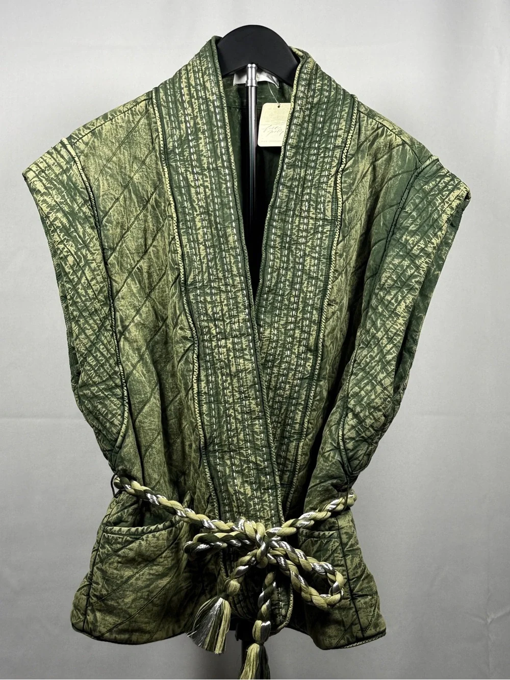 Free People x Llani Rare Quilted Oversized Vest in Olive Green Large NWT